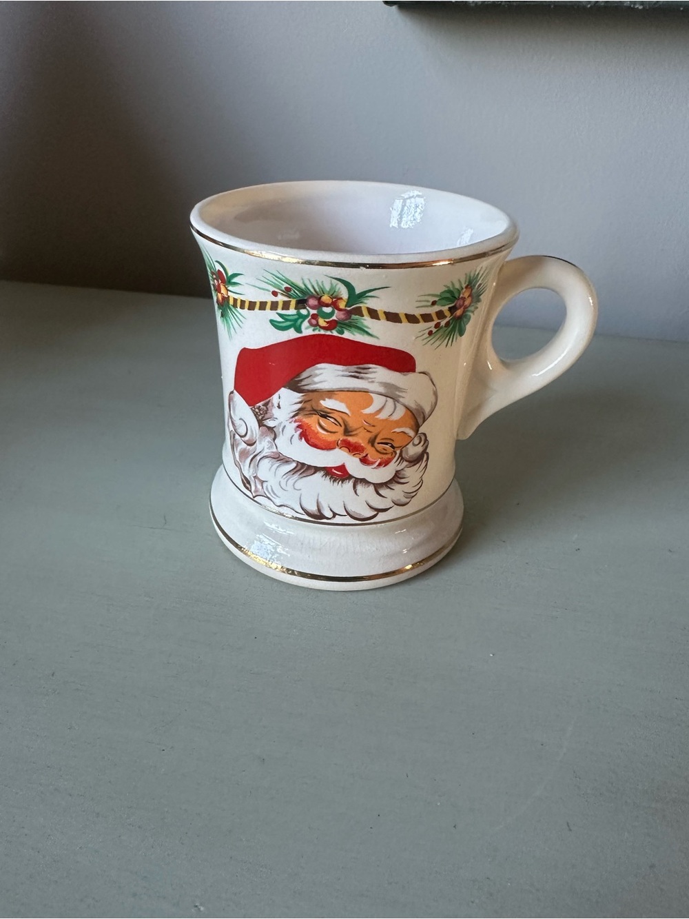 Vintage MCM jolly Santa Claus Christmas mug